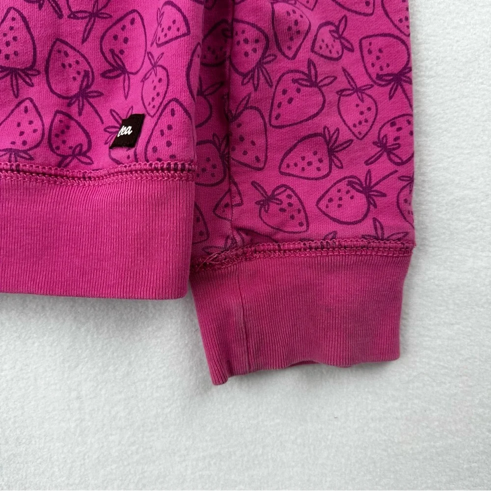 Tea Collection Girl's Strawberry‎ Full Zip Hoodie Sweatshirt Size 12 Pink Hooded